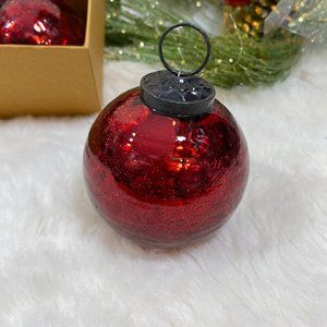 Sleigh Hill Kugel Vintage Style RED Mercury Crackled Glass Ball Ornaments SET 6